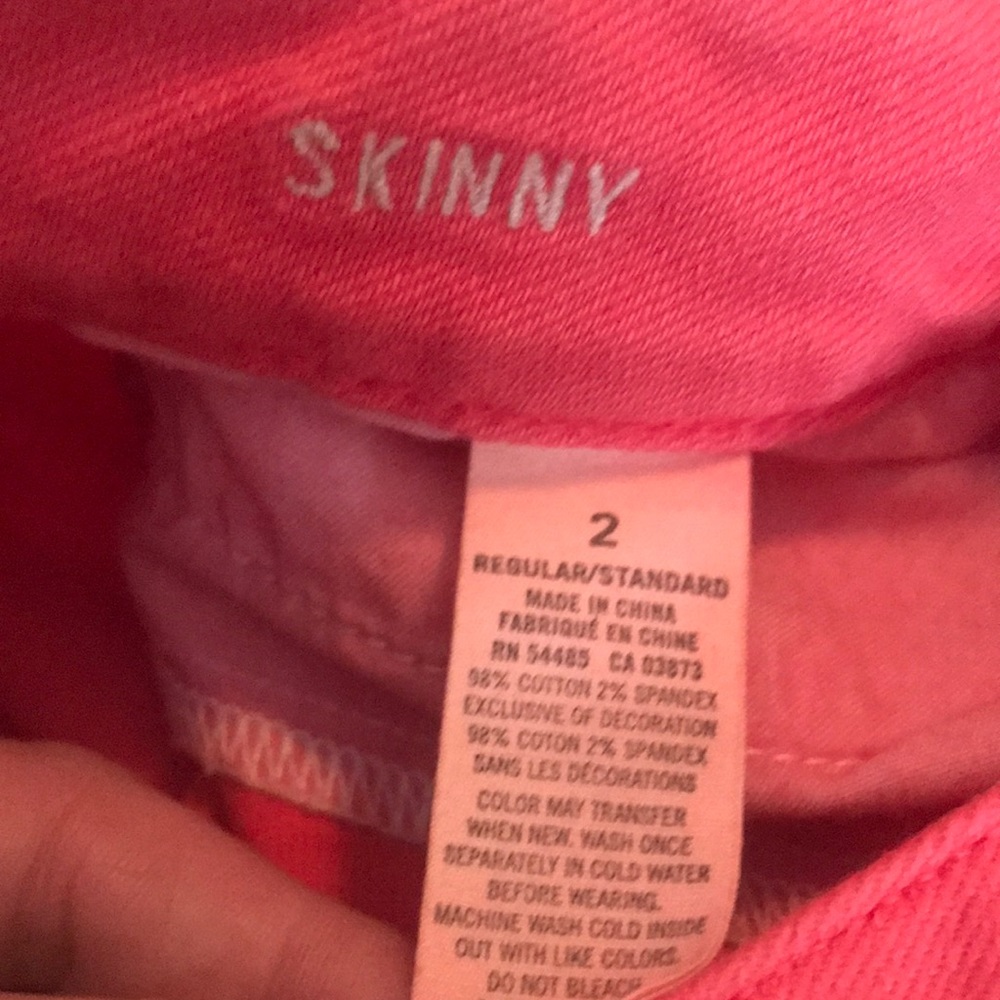 Juniors Size 2 Coral Skinny Jeans